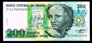 Brazil 200 Cruzados Novos 1989 (no Overprint) X - Fine,  To Aunc P221 Rare photo