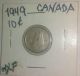 1949 Canada 10 Cents 80 Silver Sailboat Coin About Xf Ships $2.  49 Usa $7.  99 Int Coins: Canada photo 5