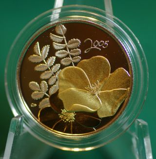 2005 Canada Golden Rose 50 Cent Coin Sterling Silver With Gold Plating photo