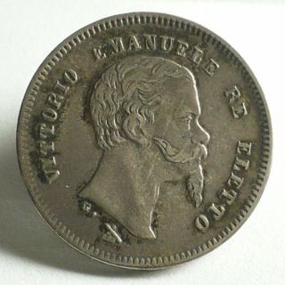 V.  Rare Grade 1860 Italian Gov.  2nd Provisional Firenze 50 Centesimi Silver Coin photo