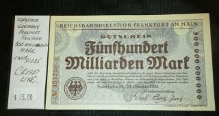 1923 Germany Frankfurt Railroad $500,  000,  000,  000 Marks photo