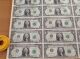Uncut Sheet Of (32) Us $1 One Dollar Bills 1981 Small Size Notes photo 9