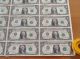 Uncut Sheet Of (32) Us $1 One Dollar Bills 1981 Small Size Notes photo 10