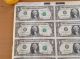 Uncut Sheet Of (32) Us $1 One Dollar Bills 1981 Small Size Notes photo 1