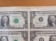 Uncut Sheet Of (32) Us $1 One Dollar Bills 1981 Small Size Notes photo 2