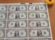 Uncut Sheet Of (32) Us $1 One Dollar Bills 1981 Small Size Notes photo 8