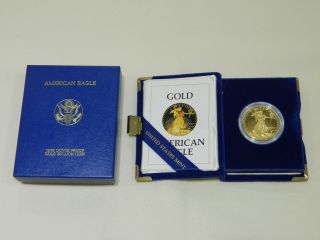 1986 W $50 Gold American Eagle 1 Oz Proof Coin W/ Box & photo