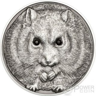 Campbell Hamster Dwarf Wildlife Protection Silver Coin 500 Togrog Mongolia 2015 photo