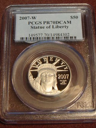 2007 - W $50 American Platinum Eagle 1/2 Oz 9995 Pure Pcgs Pr70 Dcam Proof 70 photo