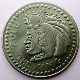 1967 Zulu Warrior Token - The King / Hausa - Green Aluminum (has) Doubloon photo