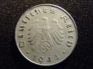 1944 - E - German - Ww2 - 10 - Reichspfennig - Germany - Nazi Coin - Swastika - World - Ab - 4462 - Cent photo
