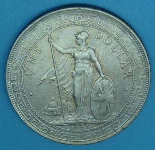 Great Britain; 1899b,  Silver Coin Trade Dollar,  Rare, . photo