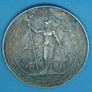 Great Britain; 1898b,  Silver Coin Trade Dollar,  Rare, . photo