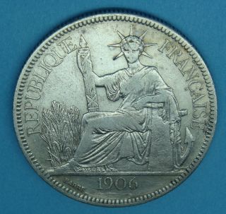 French Indo - China;silver Coin 1 Piastre 1906a Km 5a.  1, . photo