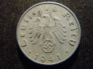 1941 - A - German - Ww2 - 5 - Reichspfennig - Germany - Nazi Coin - Swastika - World - Ab - 5530 - Cent photo