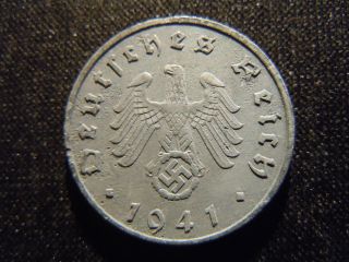 1941 - A - German - Ww2 - 5 - Reichspfennig - Germany - Nazi Coin - Swastika - World - Ab - 5286 - Cent photo