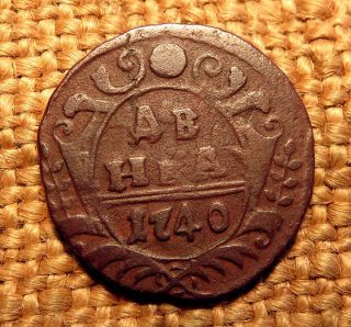 Old Coin Denga 1740 Anna Ioanovna Money Rare 2 photo