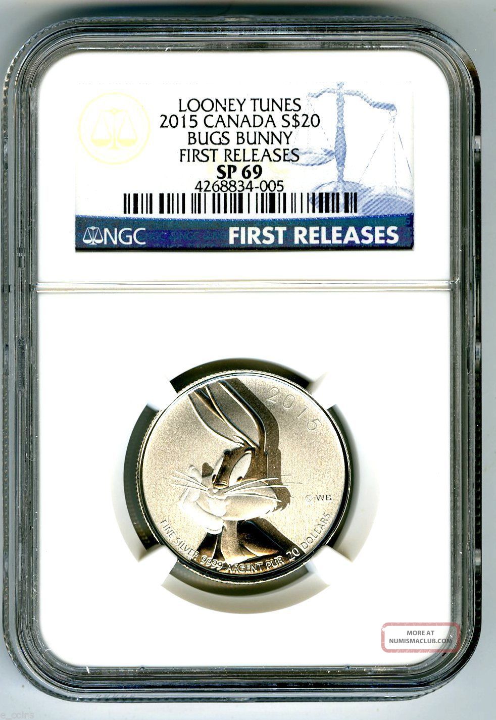2015 1/4 Oz Canada $20 Silver Looney Tunes Bugs Bunny Ngc Sp69 First Releases Coins: Canada photo