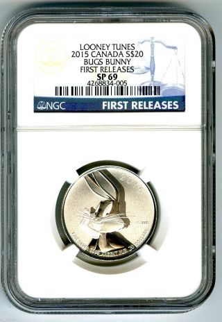 2015 1/4 Oz Canada $20 Silver Looney Tunes Bugs Bunny Ngc Sp69 First Releases photo