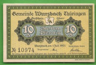 Germany Notgeld Banknote Of Wurzbach,  Thuringia,  1921 photo