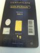 Goldgram 1g Igr Istanbul Gold Refinery Certificate 999.  9 Pure Gold Plastic Card Gold photo 2