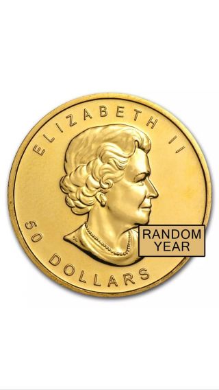 1 Oz Gold Canadian Maple Leaf Coin - Random Year Coin - Sku 9 photo