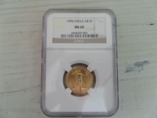 1996 Gold Eagle G$10 1/4 Oz Ms 69 Ngc Graded Coin Very Rare photo