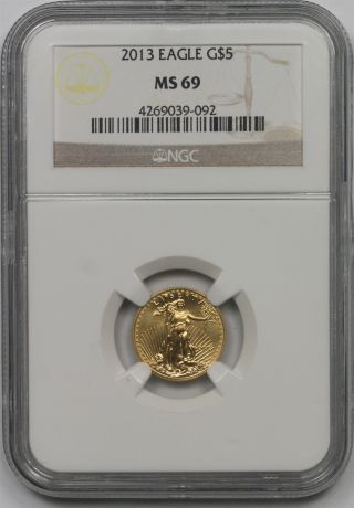 2013 Gold Eagle $5 Tenth - Ounce Ms 69 Ngc 1/10 Oz Fine Gold photo