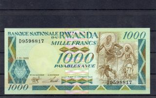 Rwanda Africa 1000 Francs Unc 1988 P - 21 photo