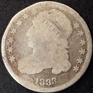 1833 Capped Bust Dime Worn,  But Guaranteed photo