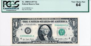 1977 $1 Very Low Fancy Number Federal Reserve Note – Pcgs Very Choice 64 photo