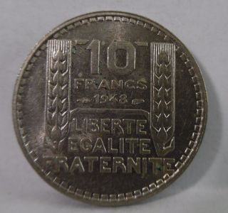 1948 France 10 Francs (without B) Vincent Auriol Marianne P.  Turin Km 909.  1 photo