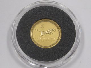 1998 Australia Lunar Year Of The Tiger 1/20 Oz Gold 9999 $5 Coin With S/h photo