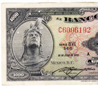 Mexico 1973 $1000 Pesos Cuauhtemoc Serie Bvi (c6096192) Note photo