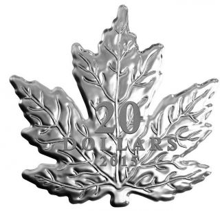 2015 Canada $20 1 Oz Fine Silver Coin - The Canadian Maple Leaf Shape Coin photo