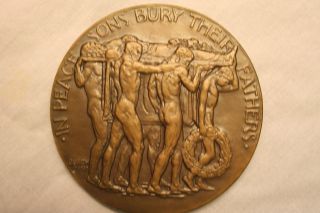 Rare Society Of Medalists Bronze Medal 16 1937 By Chester Beach On War & Peace photo