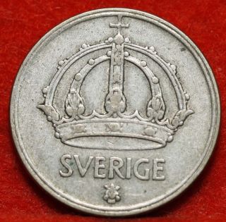 Circulated 1949 Sweden 50 Ore Silver Foreign Coin S/h photo