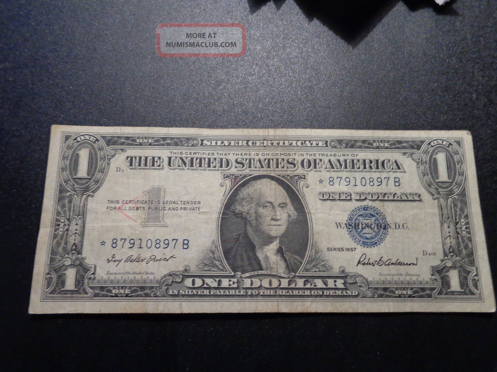 (1) $1 00 Series 1957 Silver Certificate (star) Note Circulated Cond