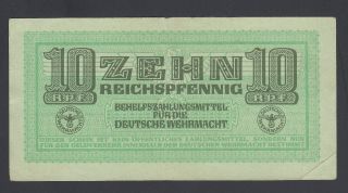 Germany 10 Reichspfennig 1942 Vf P.  M 34,  Banknote,  Circulated photo