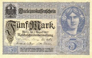 Xxx - Rare German 5 Mark Banknote Darlehnskassenschein 1917 photo