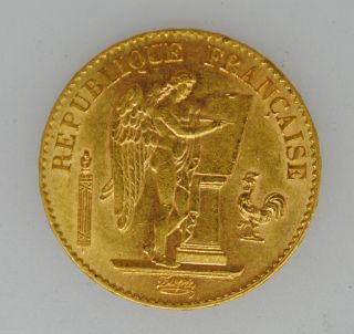 France 1874 - A Lustrous Bu Gold Angel 20 Franc 46 photo