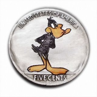 Daffy Duck 339 Hand Engraved & Colored Hobo Nickel By Luis A Ortiz photo
