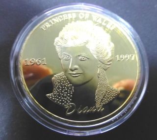 Diana Commemorative 1 Oz.  999 Pure Gold Plated Coin - The People ' S Princess photo