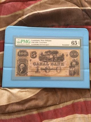 $100 Canal Bank Louisiana Orleans 1850 ' S Pmg Gem66epq photo
