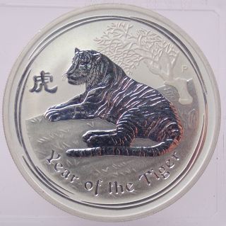 2010 1 Ounce Year Of The Tiger Australia $1 Dollar 999 Silver R87 Perth photo