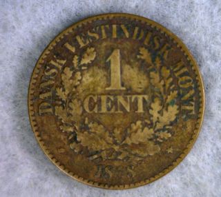 Danish West Indies 1 Cent 1868 Denmark Coin (stock 0987) photo