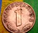 Xxx - Rare 1938 - D Nazi Swastika 1 Pf Coin Real Ww2 German Copper 3rd Reich Germany Germany photo 1
