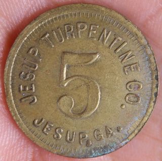 Vintage Jesup Turpentine Good For 5 In Merchandise Token Georgia photo