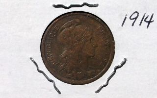 1914 France 2 Centimes Km 841 Liberty Head Grade Circ Coin Rsb35 photo