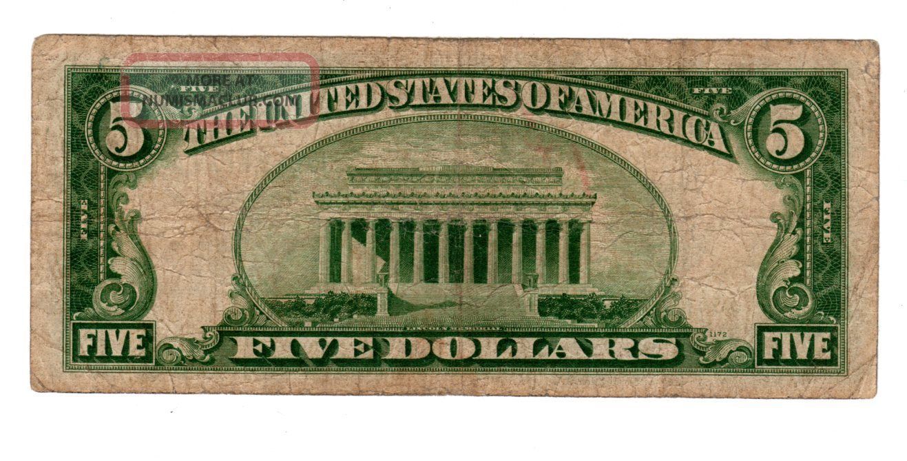 1934 A United States 5 Dollar Silver Certificate